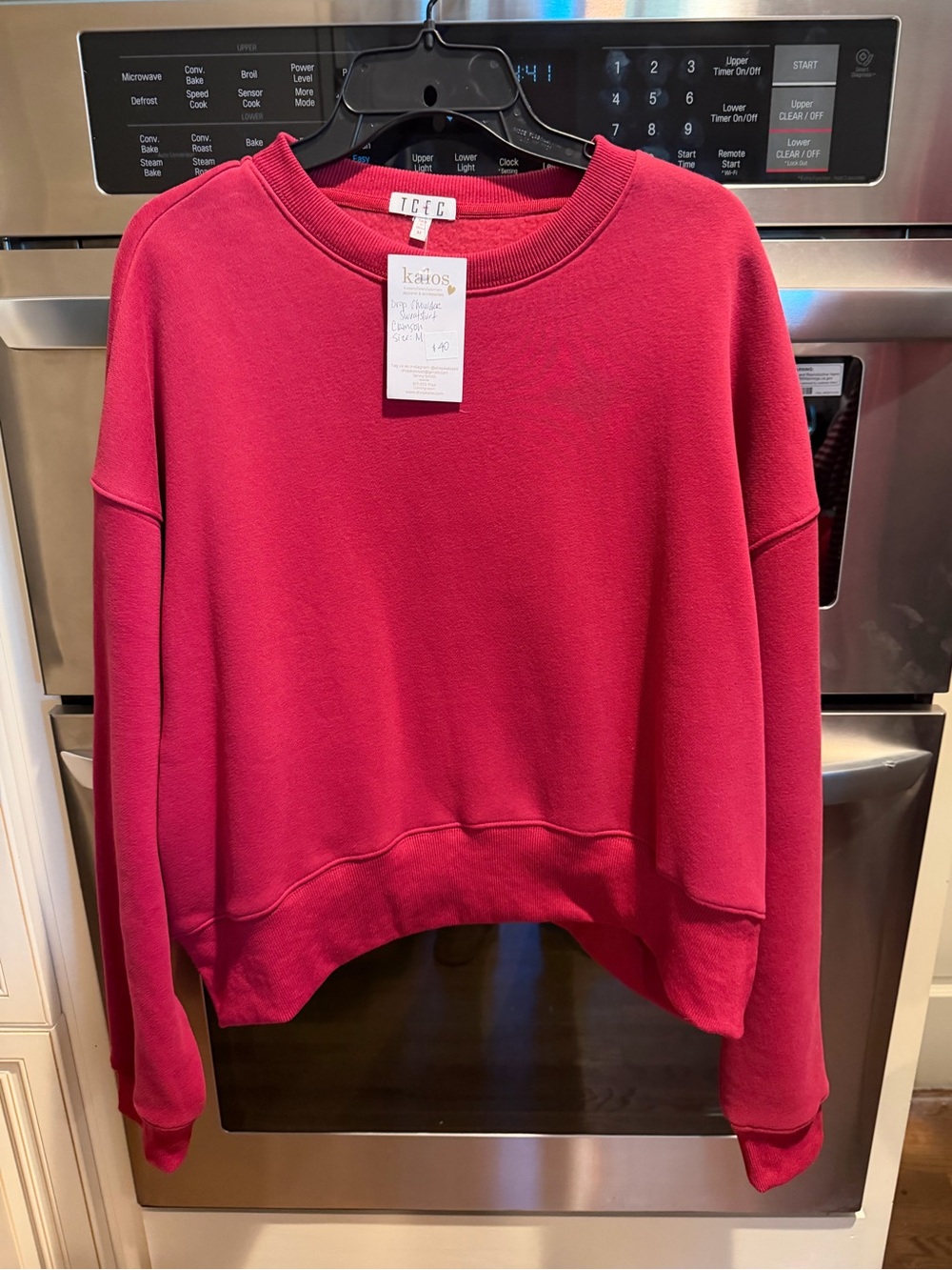 NEW WITH TAGS! TCEC Women's Size Medium Drop Shoulder Sweatshirt in Crimson NWT